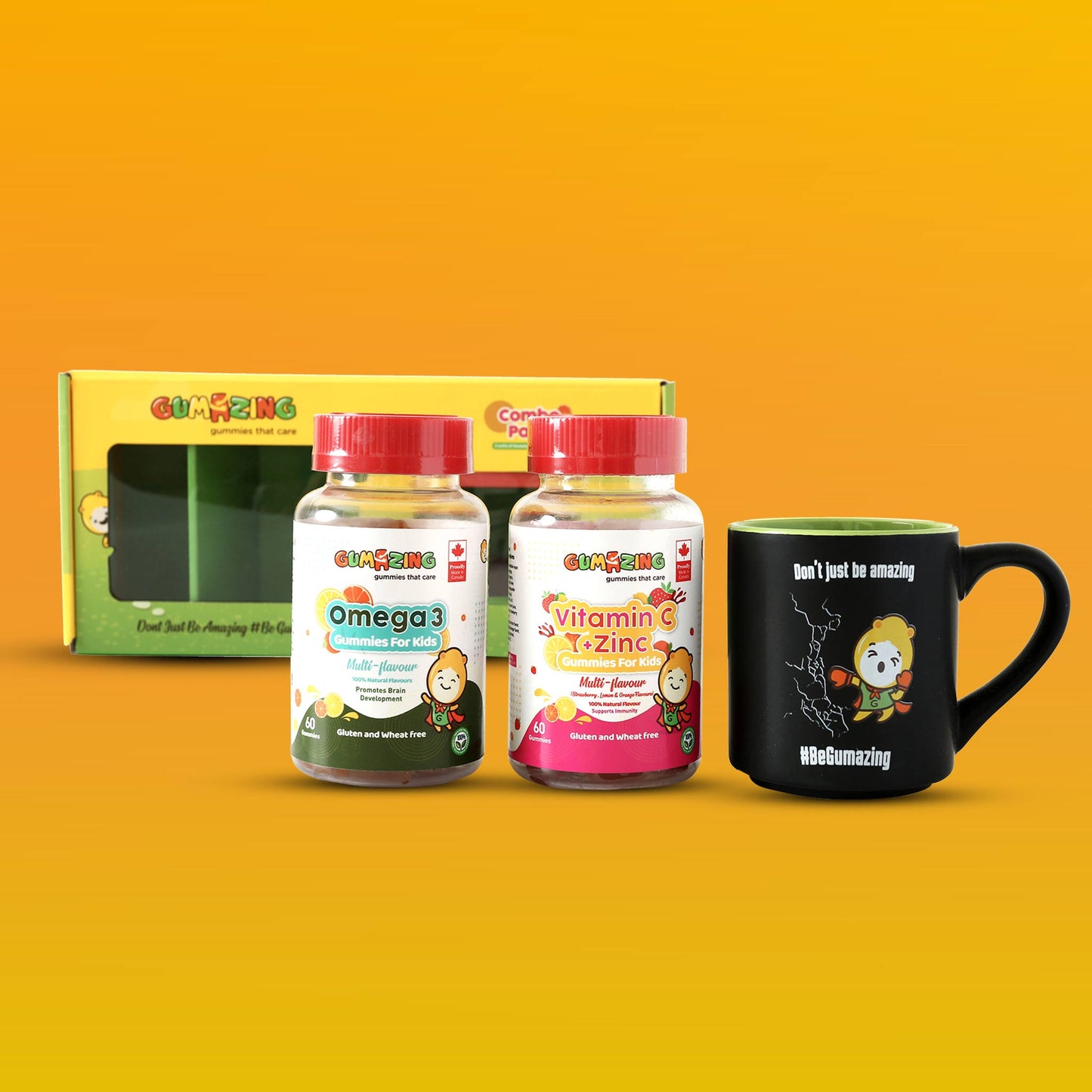 Gói tăng cường |<tc>Gumazing</tc> Combo 2 gói | Vitamin C & Kẽm + Omega 3, dùng trong 2 tháng