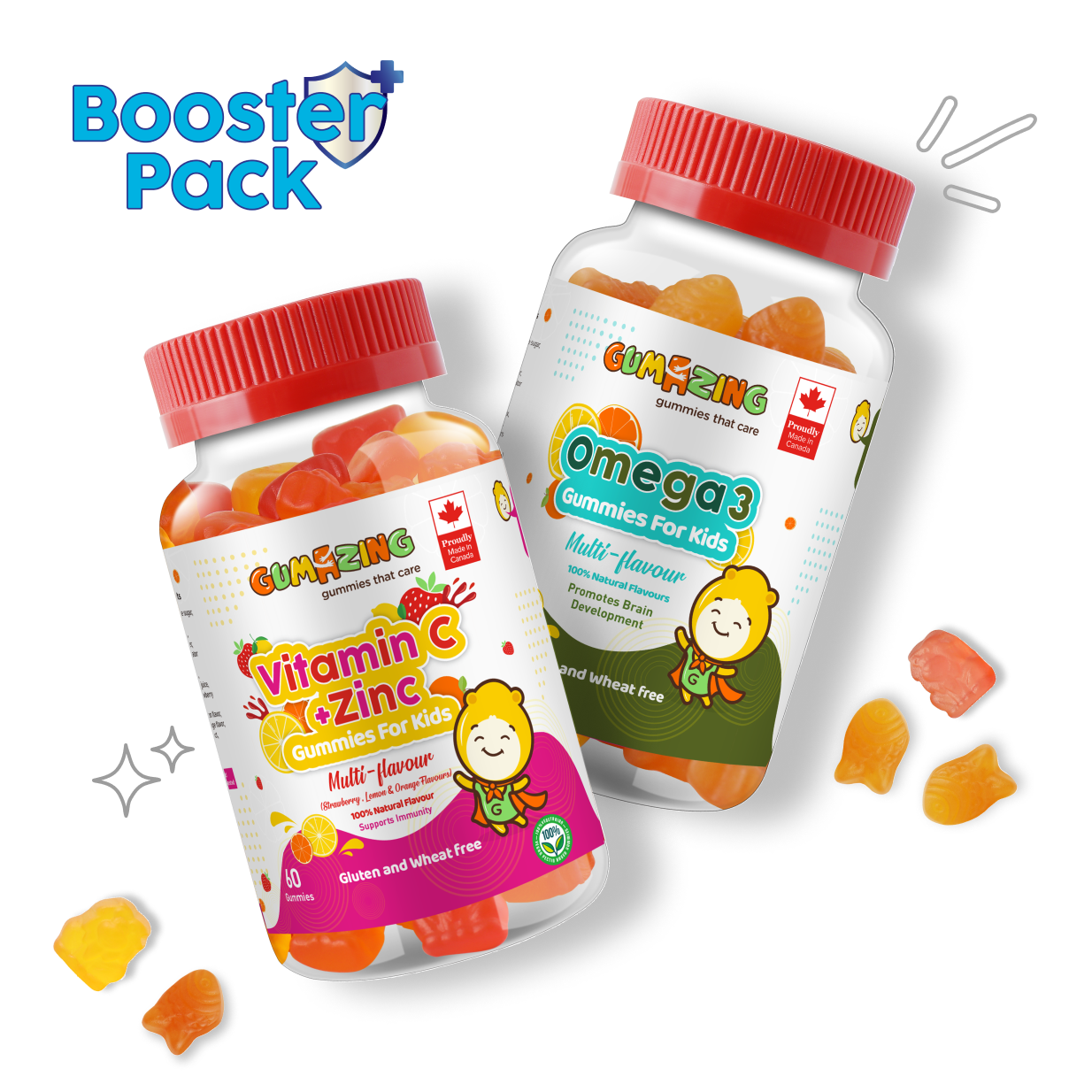 Gói tăng cường |<tc>Gumazing</tc> Combo 2 gói | Vitamin C & Kẽm + Omega 3, dùng trong 2 tháng
