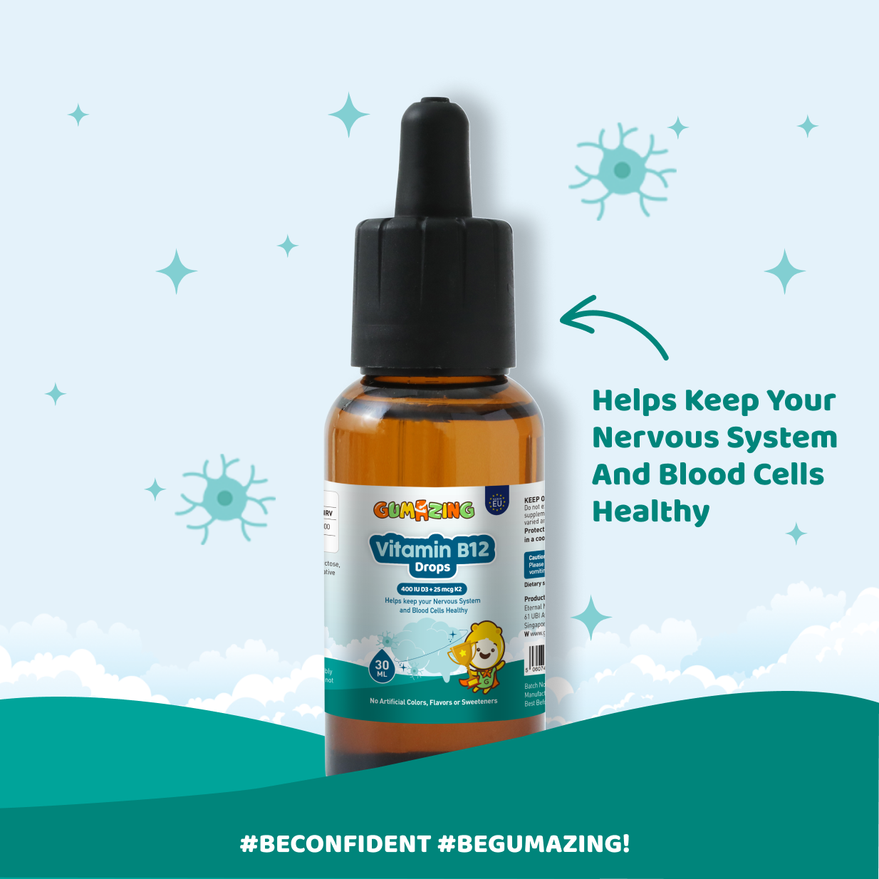 Giọt Vitamin B12 | <tc>Gumazing</tc> cho trẻ em duy trì hệ thần kinh khỏe mạnh và sức khỏe tế bào máu - B2B