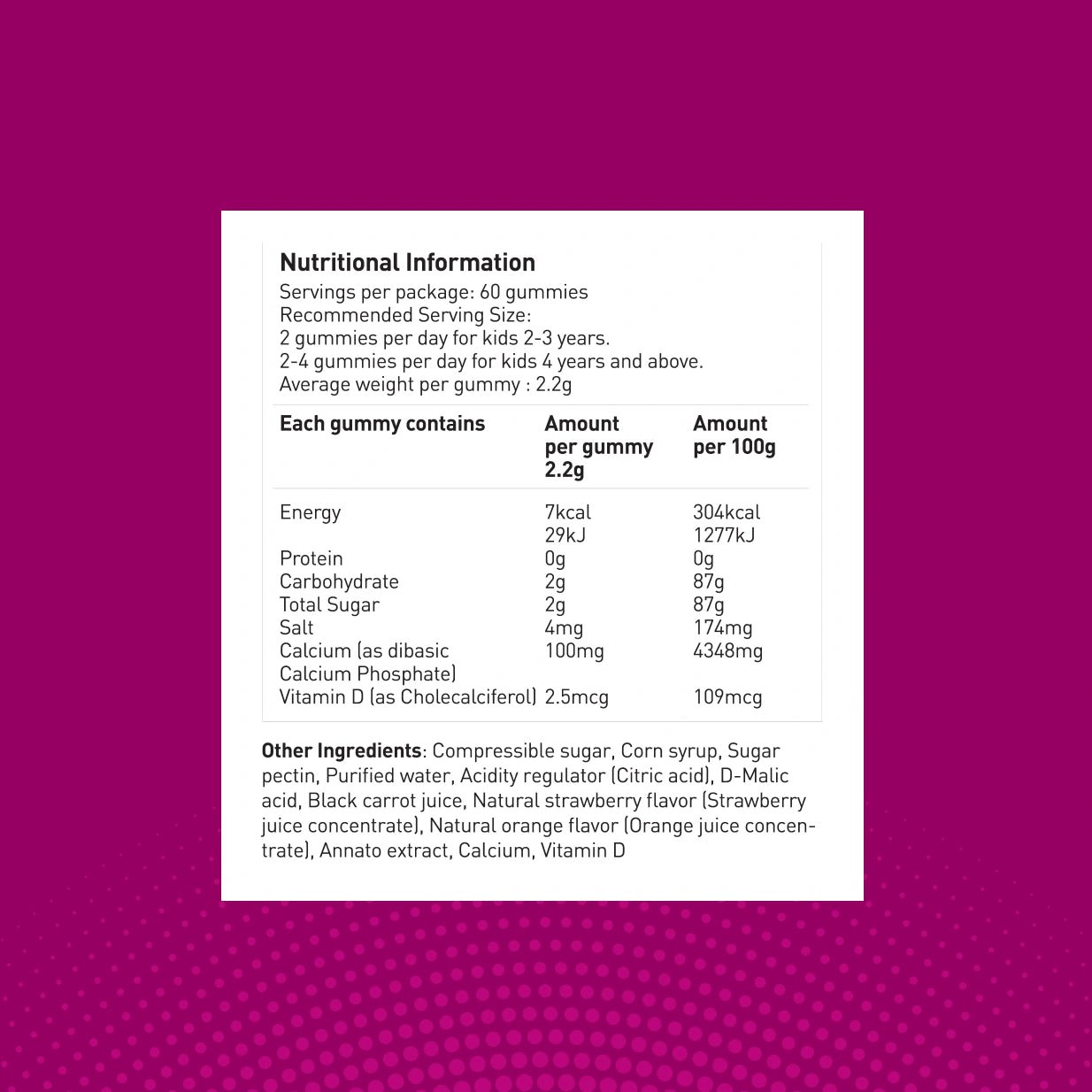 Gummy Nutritional Information