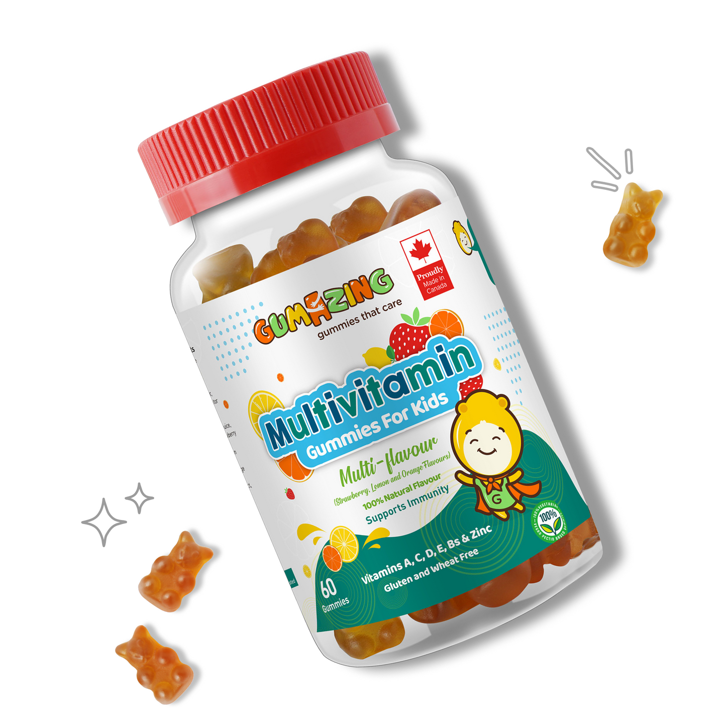 <tc>Kẹo dẻo GUMAZING MULTIVITAMIN GUMMIES của Gumazing – Có bổ sung vitamin và khoáng chất - Hương vị dâu – Kẹo dẻo cho người lớn và trẻ em – 60 viên kẹo dẻo
</tc>