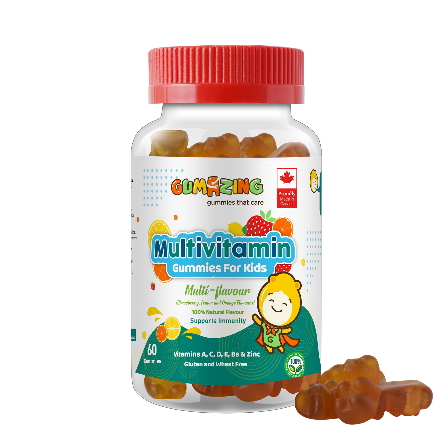 <tc>Kẹo dẻo GUMAZING MULTIVITAMIN GUMMIES của Gumazing – Có bổ sung vitamin và khoáng chất - Hương vị dâu – Kẹo dẻo cho người lớn và trẻ em – 60 viên kẹo dẻo
</tc>