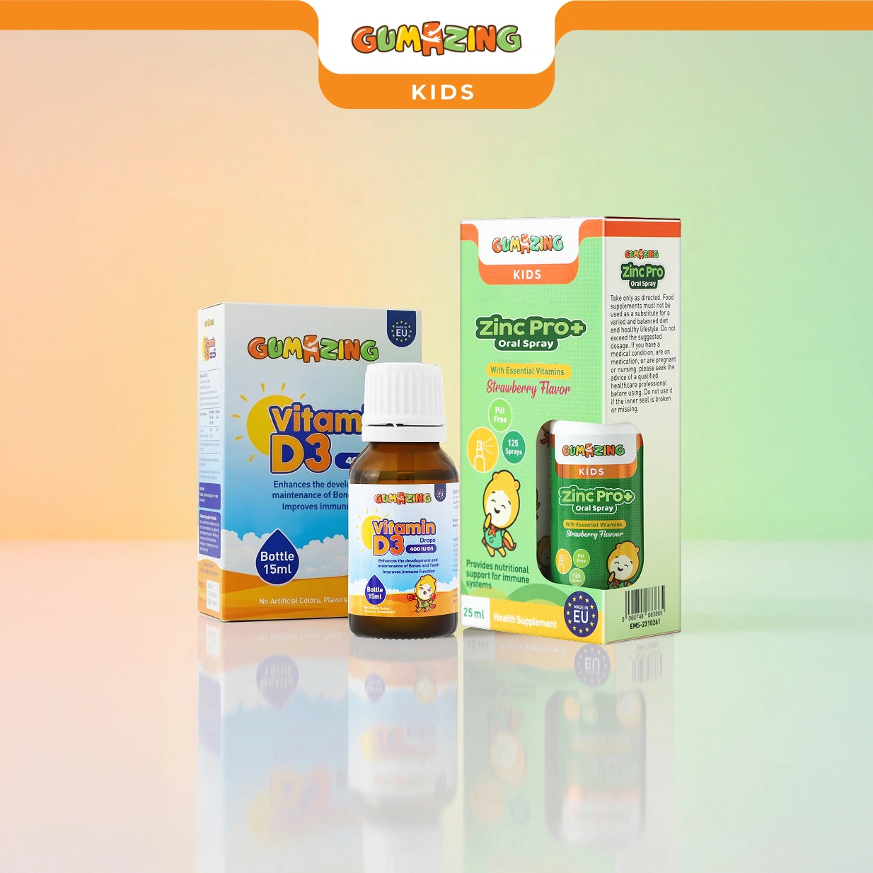 <tc>Gumazing</tc> Bộ đôi sản phẩm | Vitamin D3 dạng nhỏ giọt + Xịt khoáng Zinc Pro+