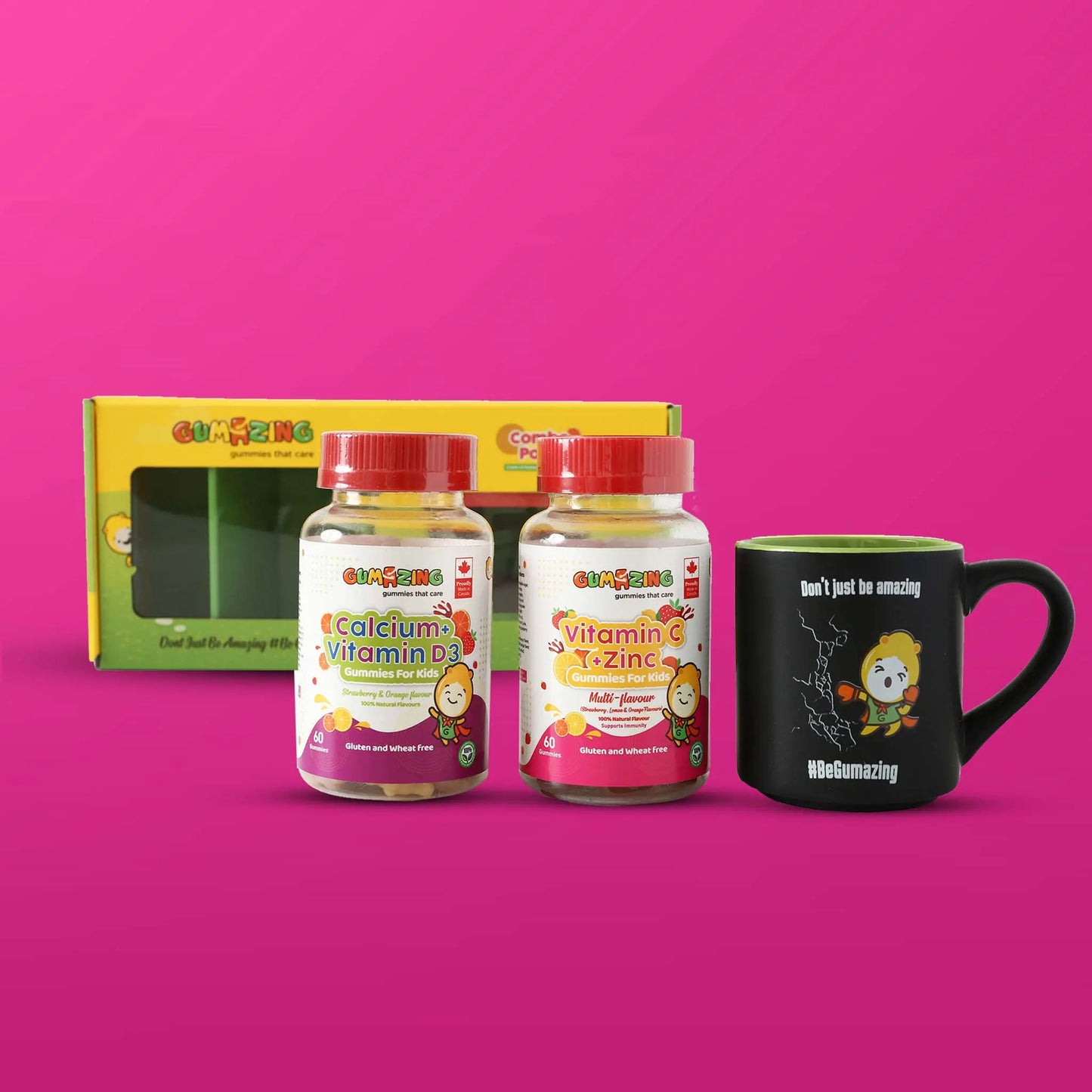 Gumazing 2 Pack Combo | Calcium & Vitamin D3 + Vitamin C & Zinc, 2 month supply Begumazing