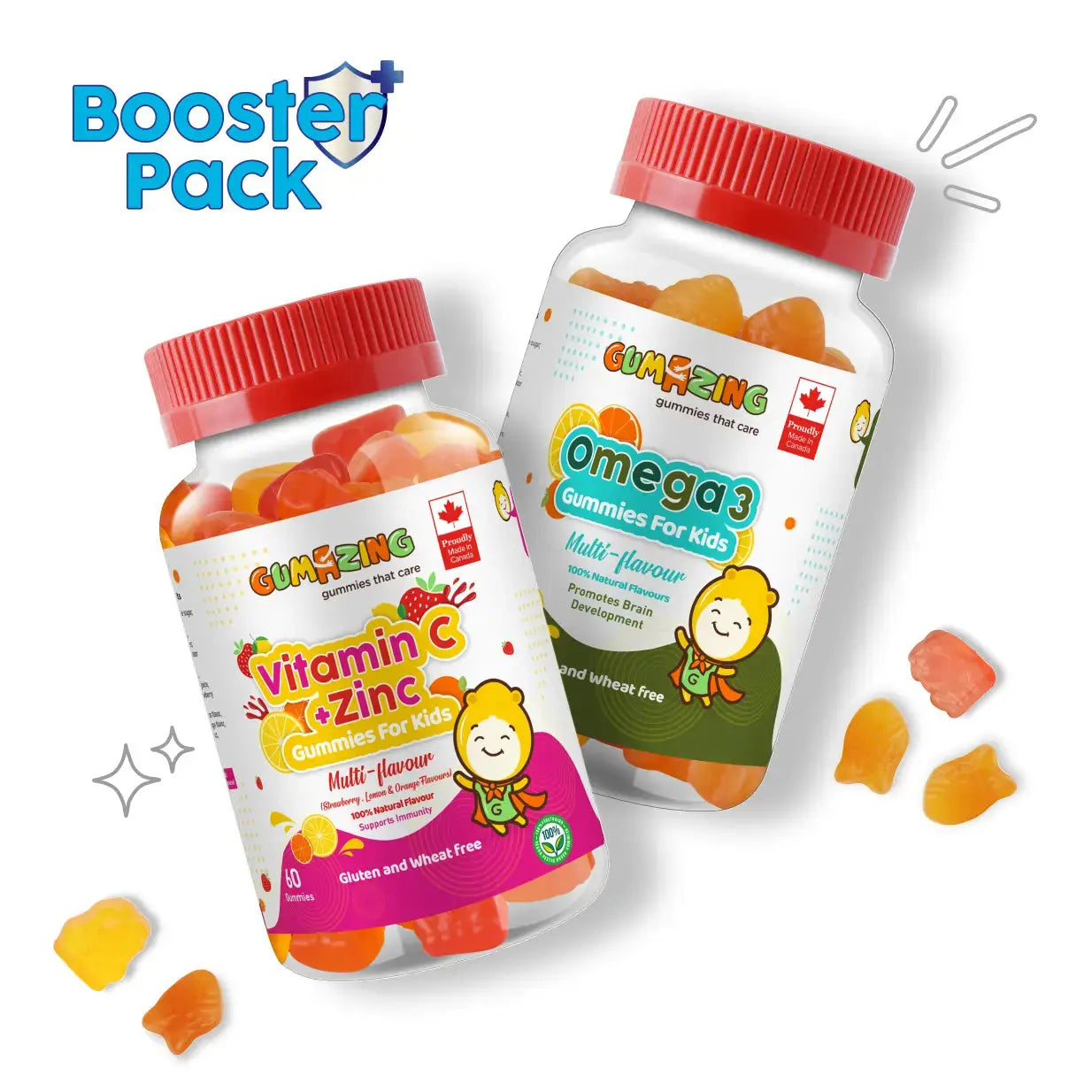Booster Pack | Gumazing 2 Pack Combo | Vitamin C & Zinc + Omega 3, 2 month supply Begumazing