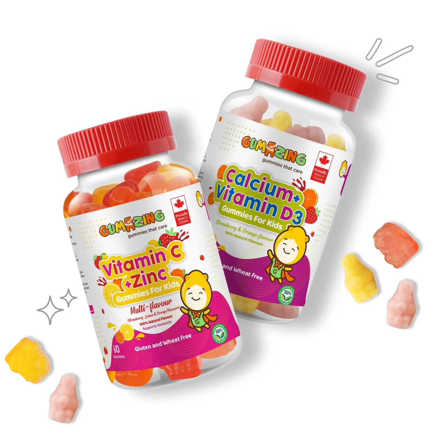 Gumazing 2 Pack Combo | Calcium & Vitamin D3 + Vitamin C & Zinc, 2 month supply Begumazing