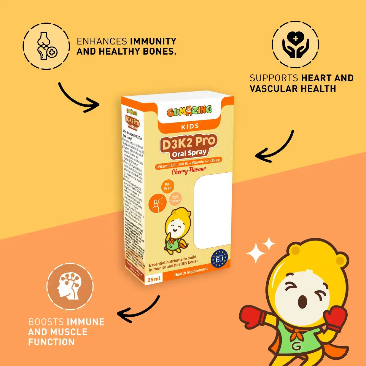 D3K2Pro Oral Spray for Kids | Vitamin D3 & K2 