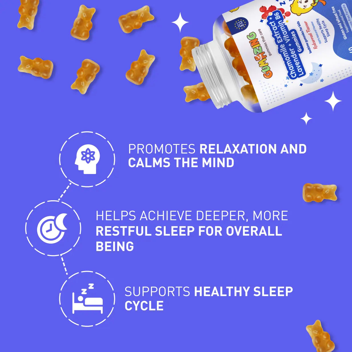 Chamomile Extract + Lavender + Vitamin B6 Gummies| Gumazing for kids to promote relaxation & support healthy sleep cycle-B2B Begumazing