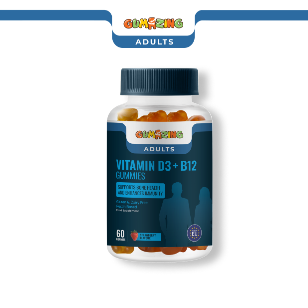 Kẹo dẻo Vitamin D3 + B12 | <tc>Gumazing</tc> dành cho người lớn để hỗ trợ sức khỏe xương và tăng cường mức năng lượng - B2B
