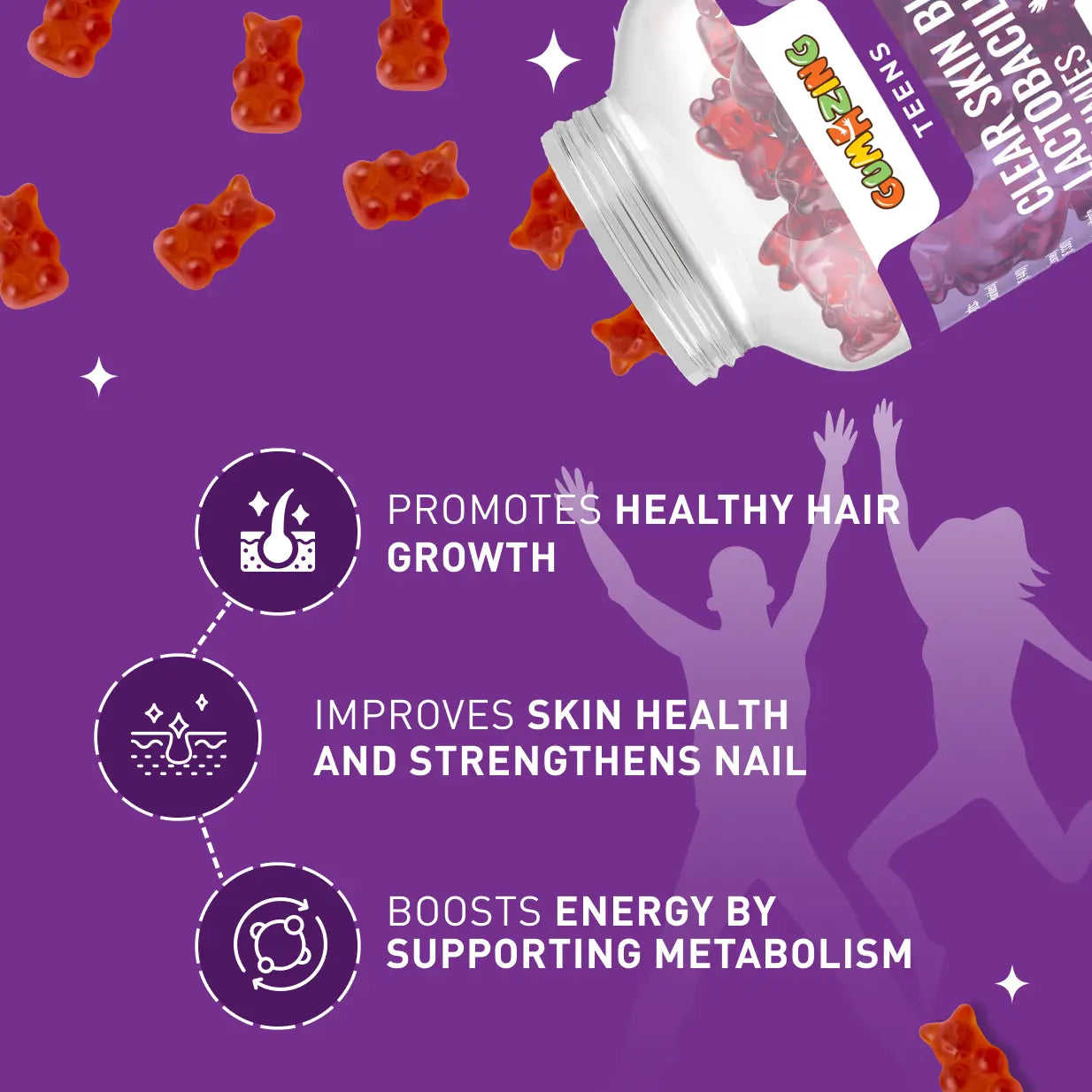 Clear Skin Biotin + Lactobacillus Gummies | Gumazing for teens to support health  skin, hair and nails- B2B Begumazing