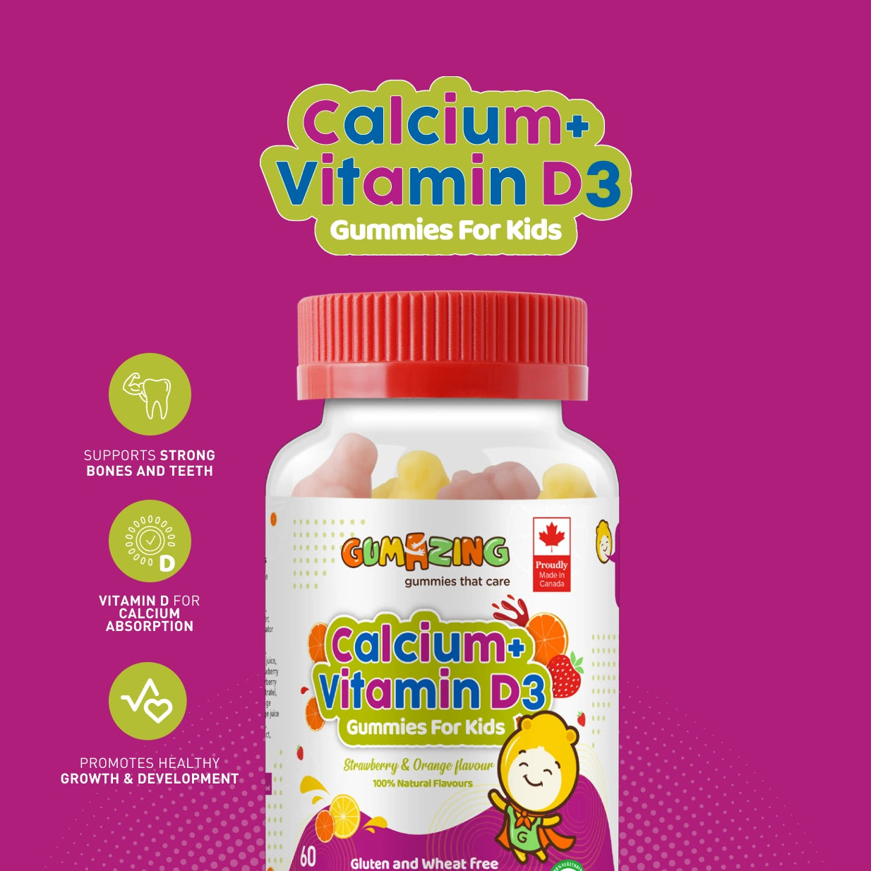 Gumazing Calcium + vitamin D3 Gummies For kIds