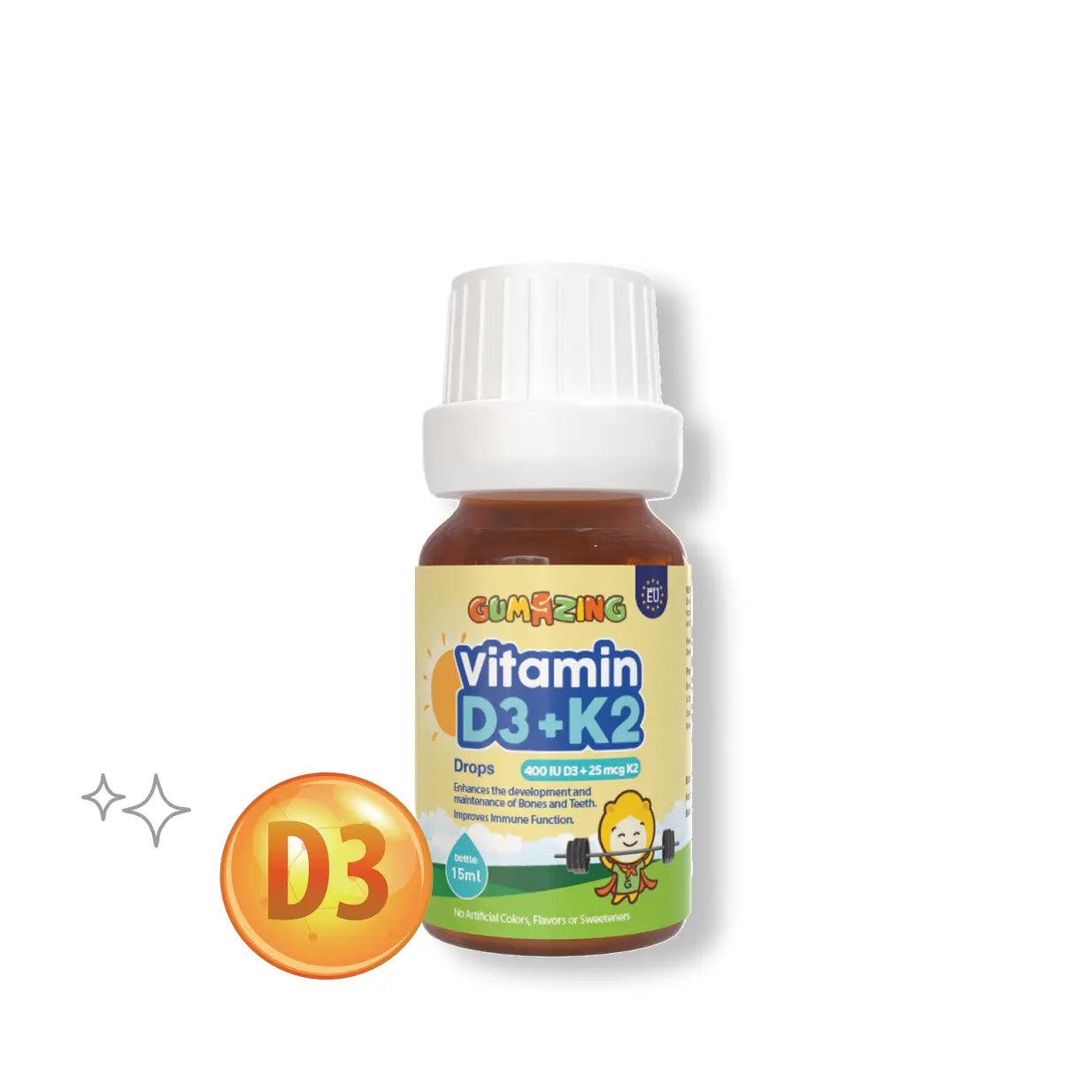 Gumazing D3+K2 Liquid Drops Kids Bone Immunity No Sweeteners