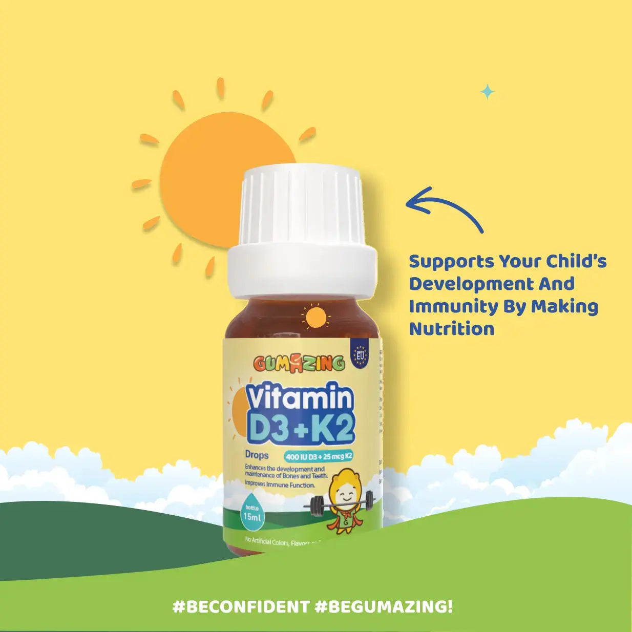 Gumazing D3+K2 Liquid Drops Supports Child Growth & Immunity