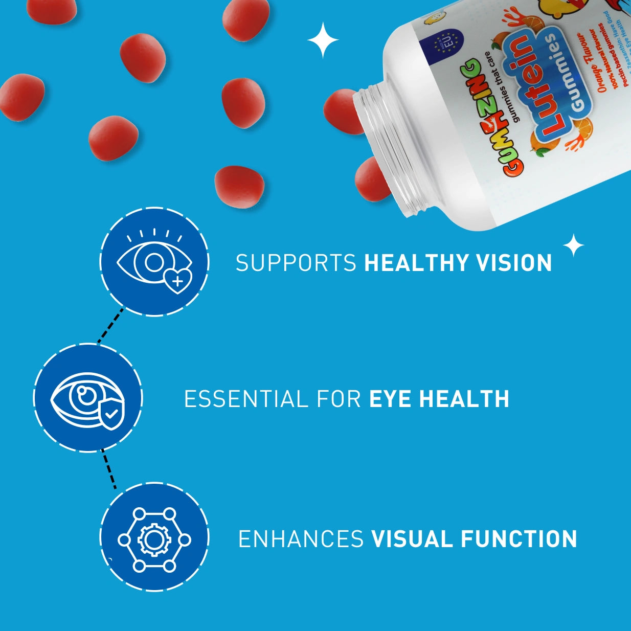 Gumazing Lutein Eye Care | Made in EU| 60 Pcs, 30 Days Supply