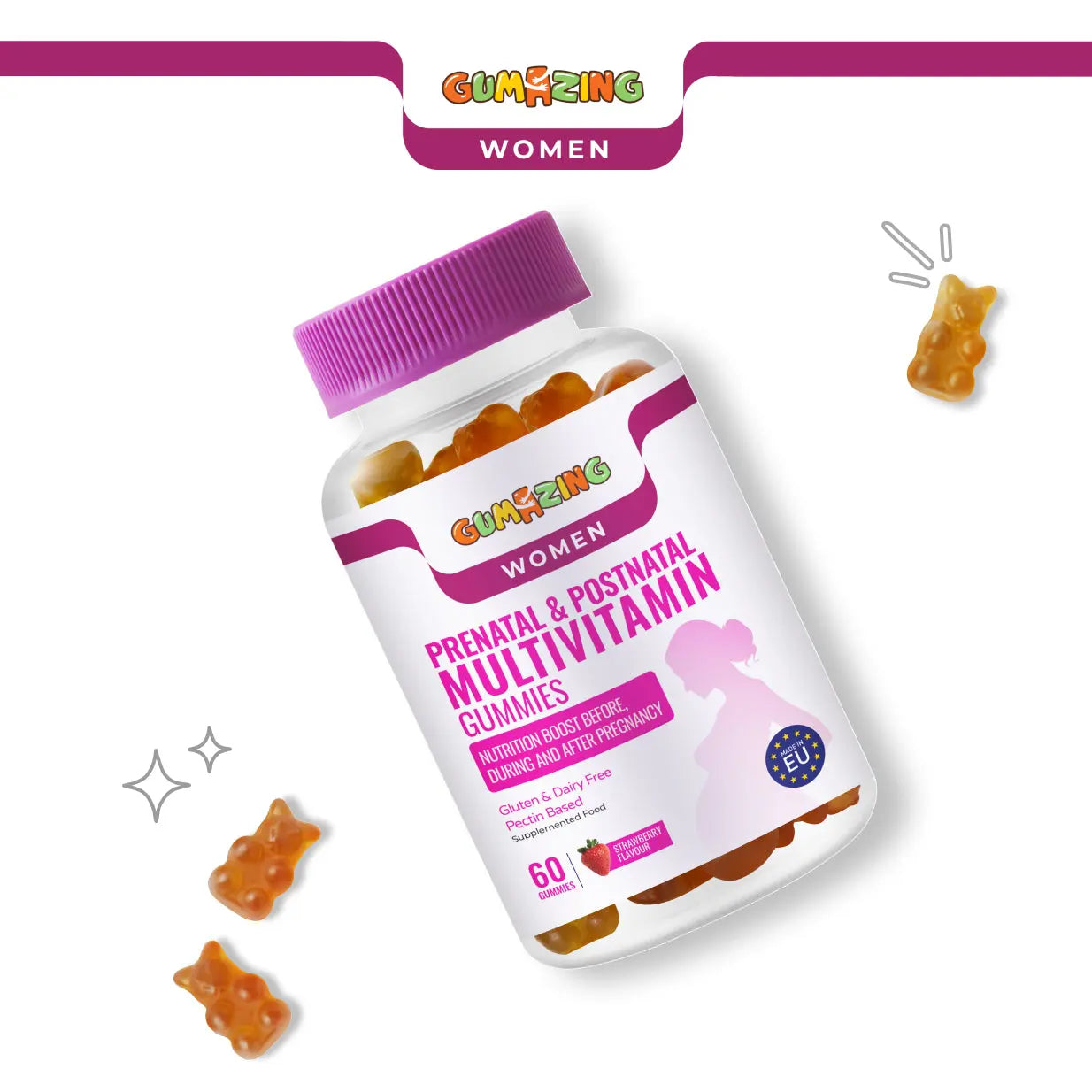 Prenatal & Postnatal Multivitamin Gummies | Gumazing for adults to support women’s health before, during & after pregnancy-B2B Begumazing