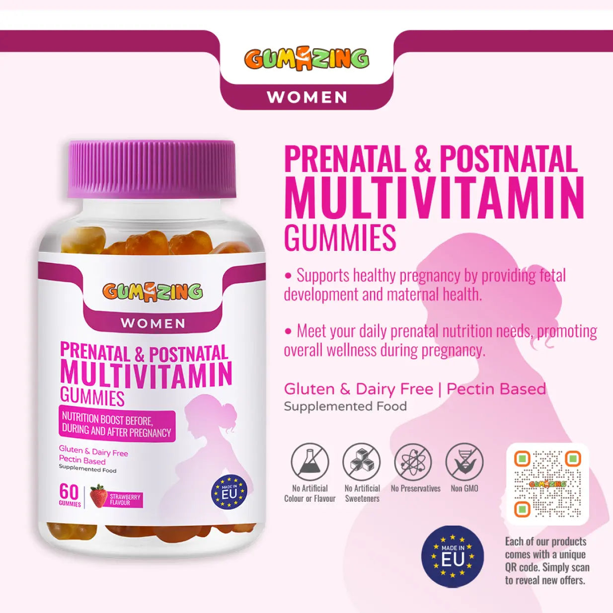 Prenatal & Postnatal Multivitamin Gummies | Gumazing for adults to support women’s health before, during & after pregnancy-B2B Begumazing