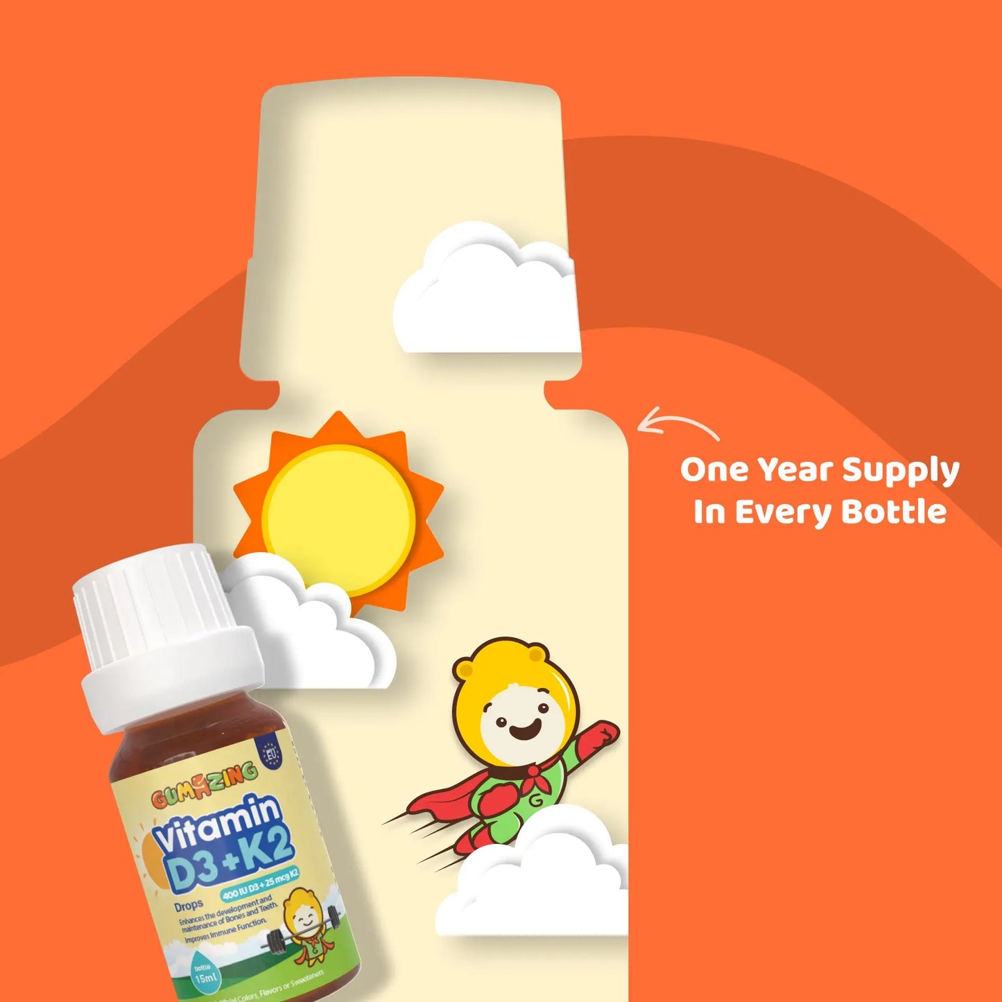 Vitamin D3 + K2 Oral Drops for Kids | Gumazing Bone and Cardiovascular Health for wholesale - B2B Begumazing