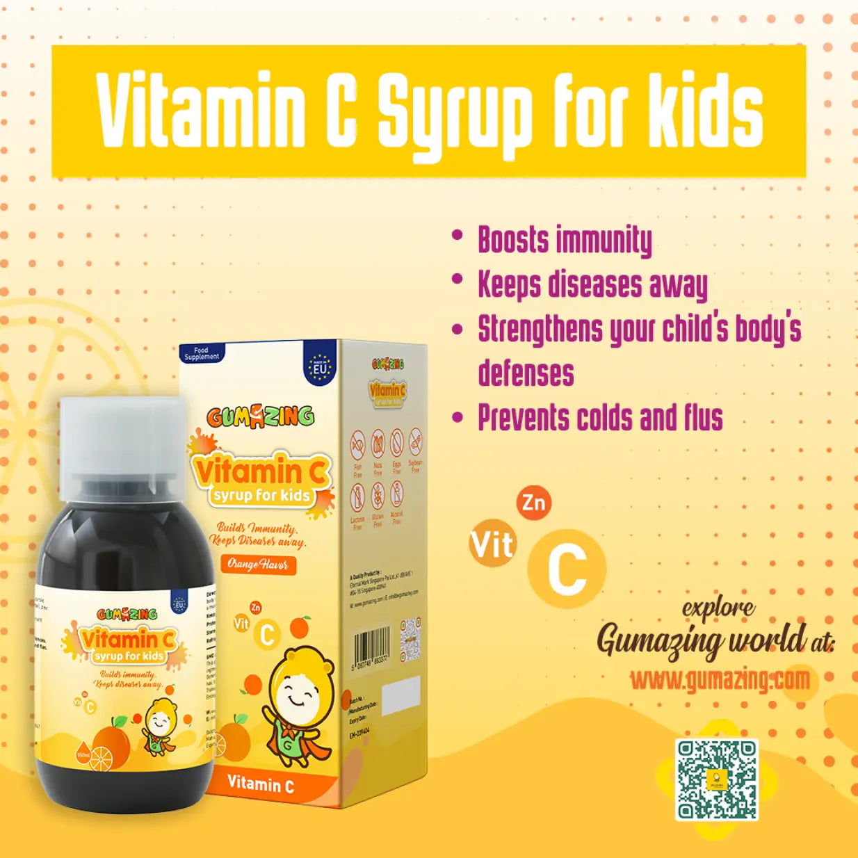 Vitamin C Syrup | Gumazing for kids syrup to fight illness and support immunity 