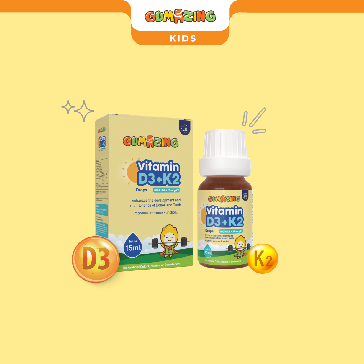 Gumazing Vitamin D3+K2 Liquid Drops, 1 Year Supply (EU)