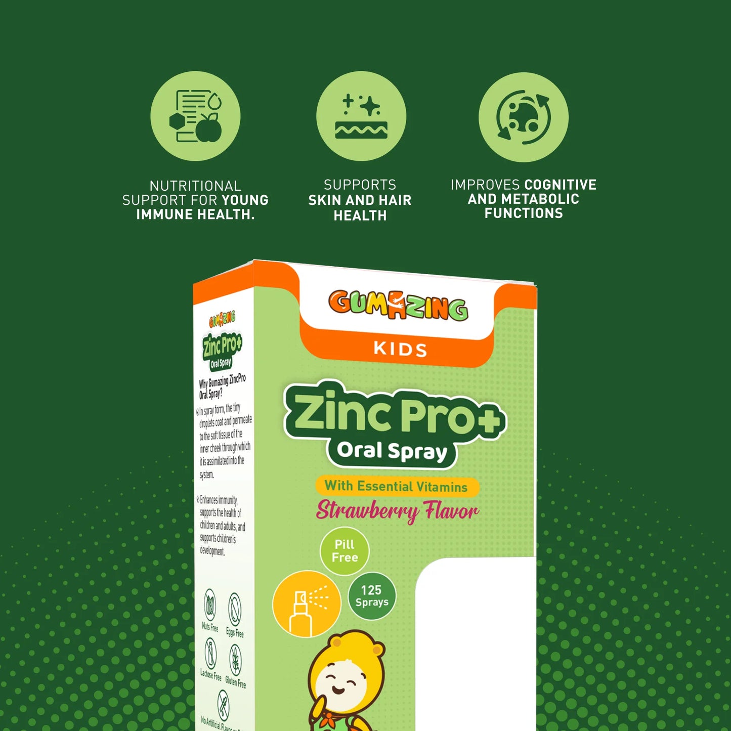 Gumazing ZincPro+ Oral Spray for Kids | Strawberry Flavor