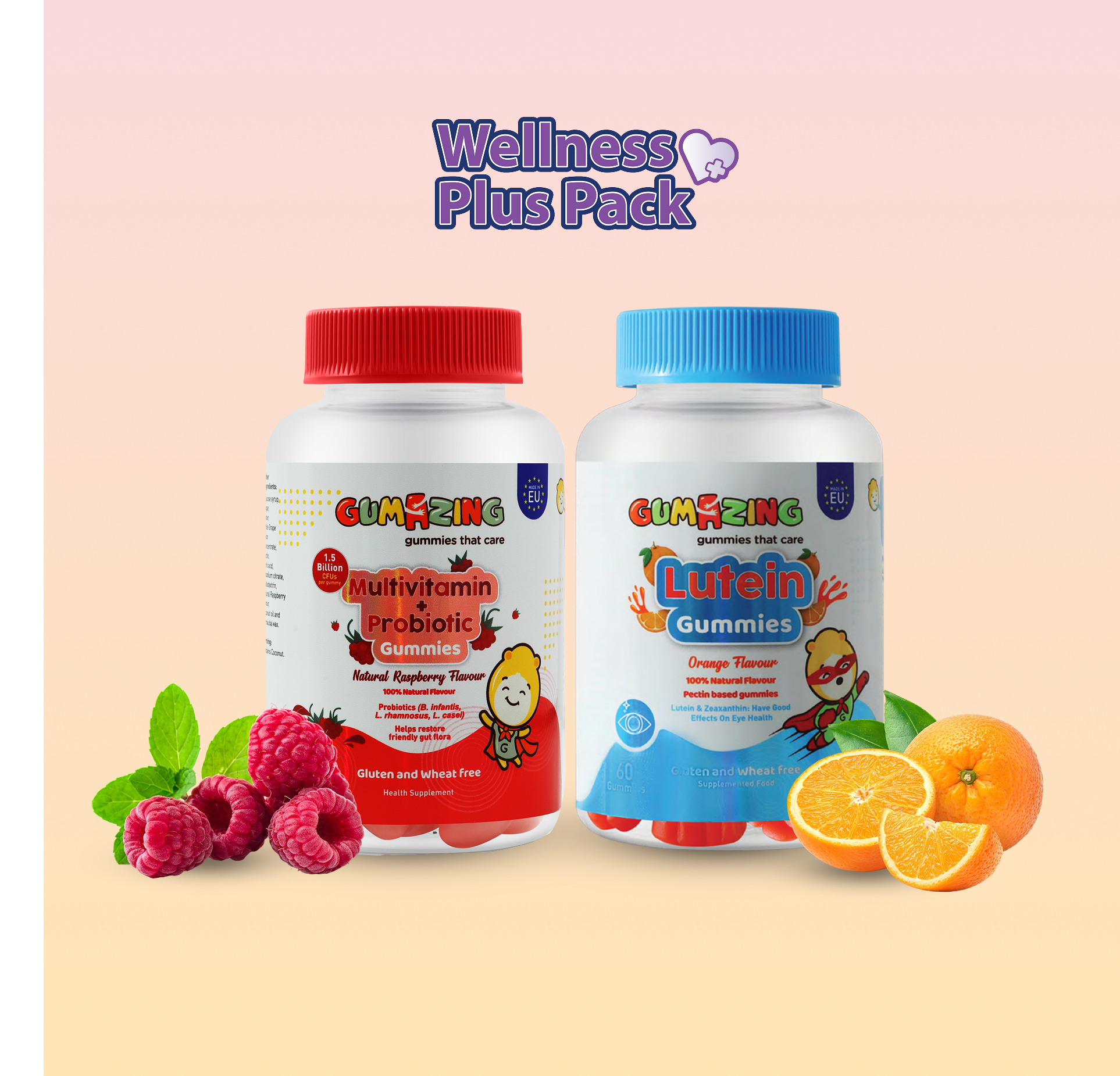 Wellness Plus Pack | Gumazing 2 Pack Combo| Multivitamin & Probiotic + Lutein Eye Care | 2 Month Supply